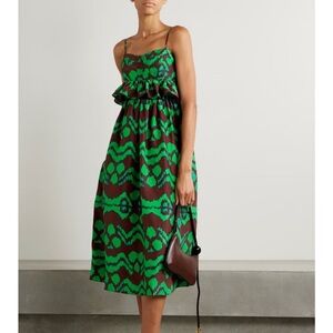 Ulla Johnson Green and Brown Patterned Dress